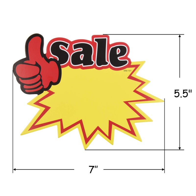 Bluecell World 50pcs Blank Sales Promotion Retail Sale Signs with Bright Display Tags for Store Shop Fundraiser (Sale-1) - Image 1